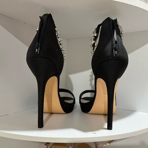 Nina Black Heels with Rhinestone Detail